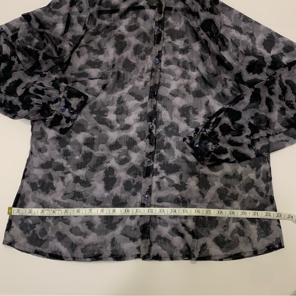 Grey & black sheer animal print button down top Esprit Collection. Sz XL - Picture 3 of 7